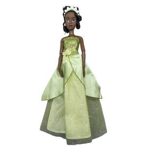 Disney Princess Tiana Doll In Green Glitter Dress With Flower Accent 11.5" READ